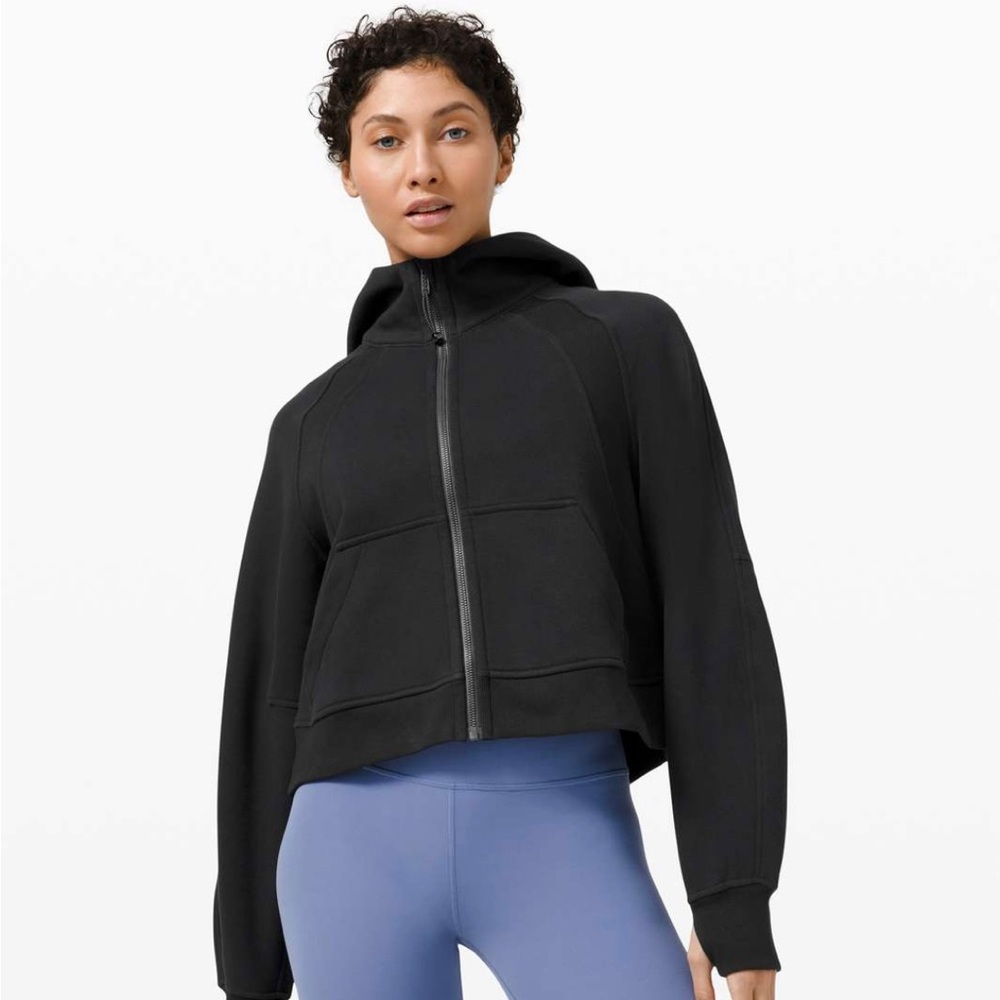 lululemon black full zip oversized cropped scuba hoodie
